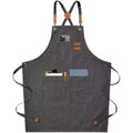 New Fashion Canvas Kitchen Aprons For Woman Men Chef Work Apron For Grill Restaurant Bar Shop Cafes Beauty Nails Studios Uniform (Grey)
