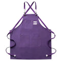 New Fashion Canvas Kitchen Aprons For Woman Men Chef Work Apron For Grill Restaurant Bar Shop Cafes Beauty Nails Studios Uniform (Purple)