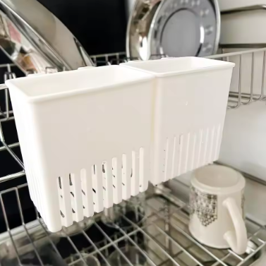 Kitchen Drain Basket Cutlery Storage Rack With Cup Holder Quick Drying Drainer, for Forks Spoons Chopsticks Kitchen Organizer