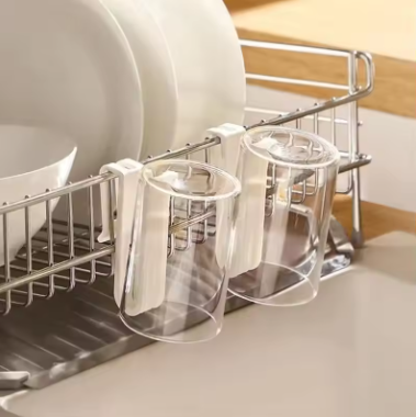 Kitchen Drain Basket Cutlery Storage Rack With Cup Holder Quick Drying Drainer, for Forks Spoons Chopsticks Kitchen Organizer