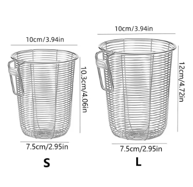 Drainable Chopsticks Tube Tableware Organizer Wall Mounted Spoon Fork Cage Rack Stainless Steel Hanging (Large)