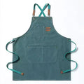New Fashion Canvas Kitchen Aprons For Woman Men Chef Work Apron For Grill Restaurant Bar Shop Cafes Beauty Nails Studios Uniform (Green)
