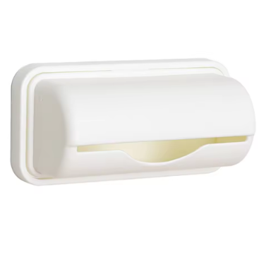 Household Garbage Bag Dispenser Wall-Mounted Roll Trash Bag Dispenser Punchless Versatile for Kitchen Bathroom Bedroom (White)