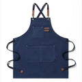 New Fashion Canvas Kitchen Aprons For Woman Men Chef Work Apron For Grill Restaurant Bar Shop Cafes Beauty Nails Studios Uniform (Blue)