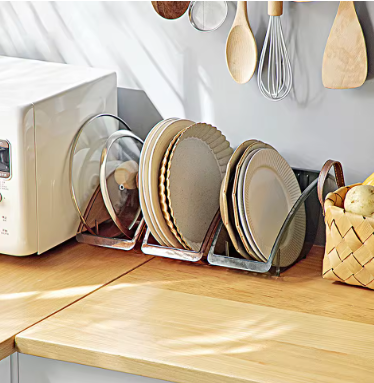 5 Grids Kitchen Cabinet Organizers for Dish and Bowl Tableware Tray Bowls Dishes Storage Rack Cookware Shelf Plate Storage Stand