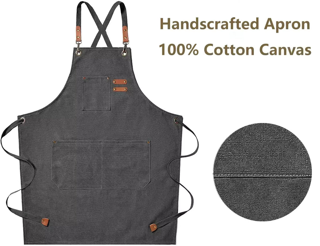 New Fashion Canvas Kitchen Aprons For Woman Men Chef Work Apron For Grill Restaurant Bar Shop Cafes Beauty Nails Studios Uniform (Blue)