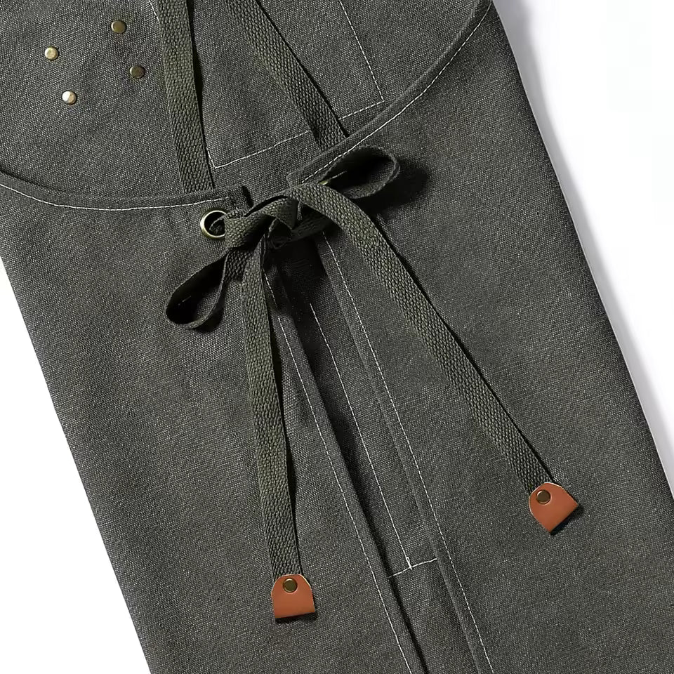 New Fashion Canvas Kitchen Aprons For Woman Men Chef Work Apron For Grill Restaurant Bar Shop Cafes Beauty Nails Studios Uniform (Brown)