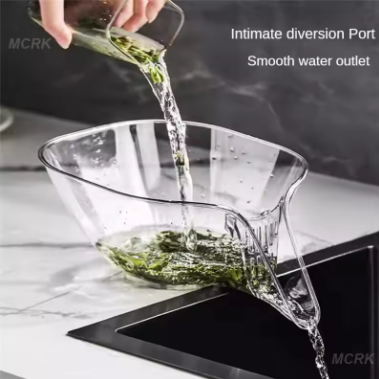Rice-washing Artifact Easy To Use Storage Of Fruit Kitchen Washing Rice Basket Plastic Draining Fine Water Hole Wash Fruit Basin