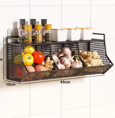 Optional Hanging Storage Basket Kitchen Fruit Vegetable Plates Dishes Tray Grocery Holder Kitchen Shelf Easy To Install