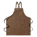 New Fashion Canvas Kitchen Aprons For Woman Men Chef Work Apron For Grill Restaurant Bar Shop Cafes Beauty Nails Studios Uniform (Brown)