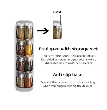 8 Grids Spice Rack Cupboard Organizer Spice Storage Racks Utensils for Pantry Kitchen Seasoning Jar Spice Organizer In Drawer