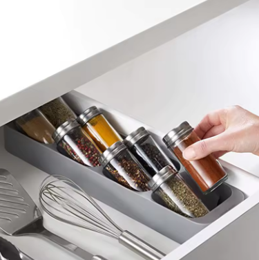 8 Grids Spice Rack Cupboard Organizer Spice Storage Racks Utensils for Pantry Kitchen Seasoning Jar Spice Organizer In Drawer